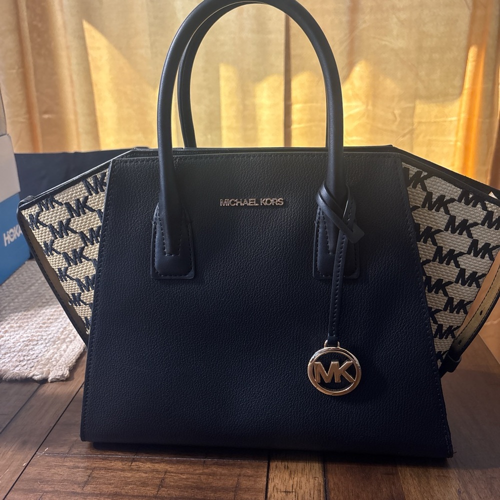Michael Kors Black and Cream Satchel